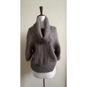 Halogen Cashmere Blend Cowl Neck Sweater Chunky Knit Cozy Taupe Size XS